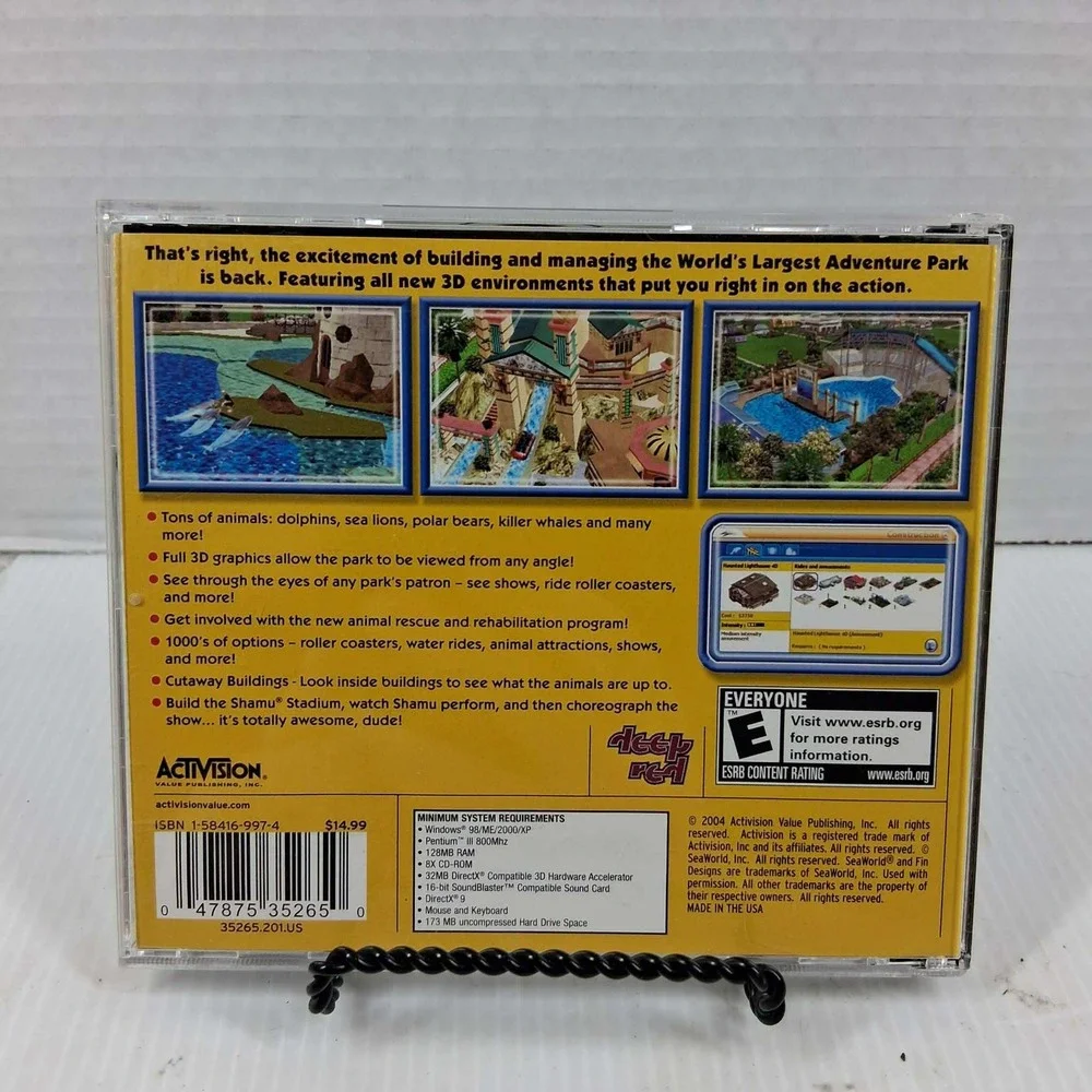SeaWorld Adventure Parks Tycoon 3D PC CD-ROM 2004 Activision Simulation Game